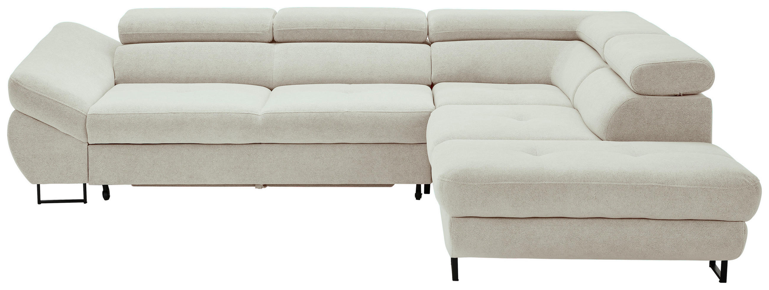 ECKSOFA in Webstoff Creme  - Creme/Schwarz, Design, Textil/Metall (235/280cm) - Hom`in