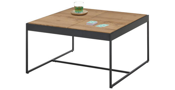 COUCHTISCH in Holz, Metall, Holzwerkstoff 83/83/45 cm  - Eichefarben/Schwarz, Design, Holz/Holzwerkstoff (83/83/45cm) - Novel