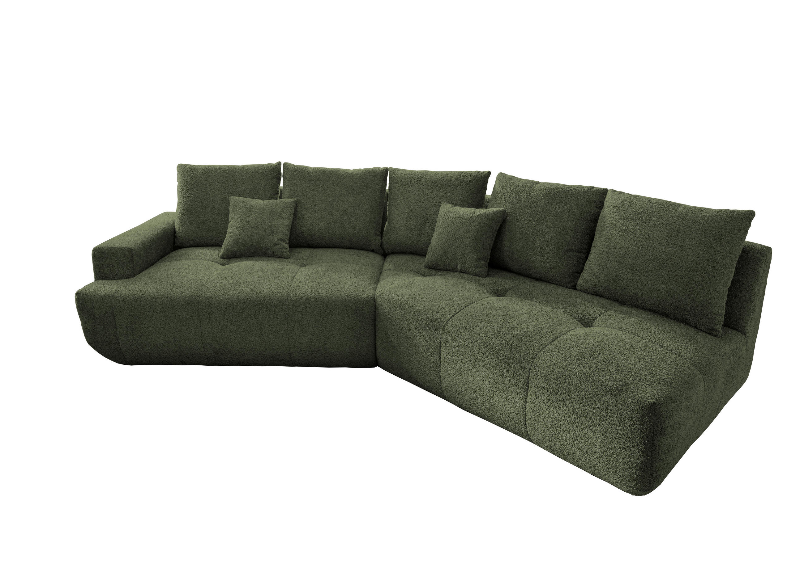 BIGSOFA Bouclé Dunkelgrün  - Dunkelgrün/Schwarz, MODERN, Kunststoff/Textil (323/91/155cm) - Livetastic