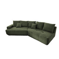 BIGSOFA Bouclé Dunkelgrün  - Dunkelgrün/Schwarz, MODERN, Kunststoff/Textil (323/91/155cm) - Livetastic