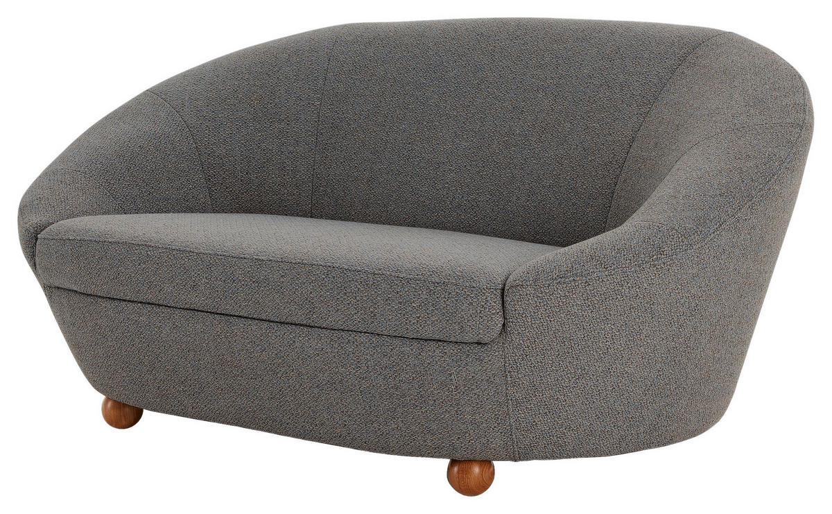 2-SITZER-SOFA in Webstoff Blau, Grau  - Blau/Eichefarben, Design, Holz/Textil (178/82/114cm) - LOOKS by W.Joop