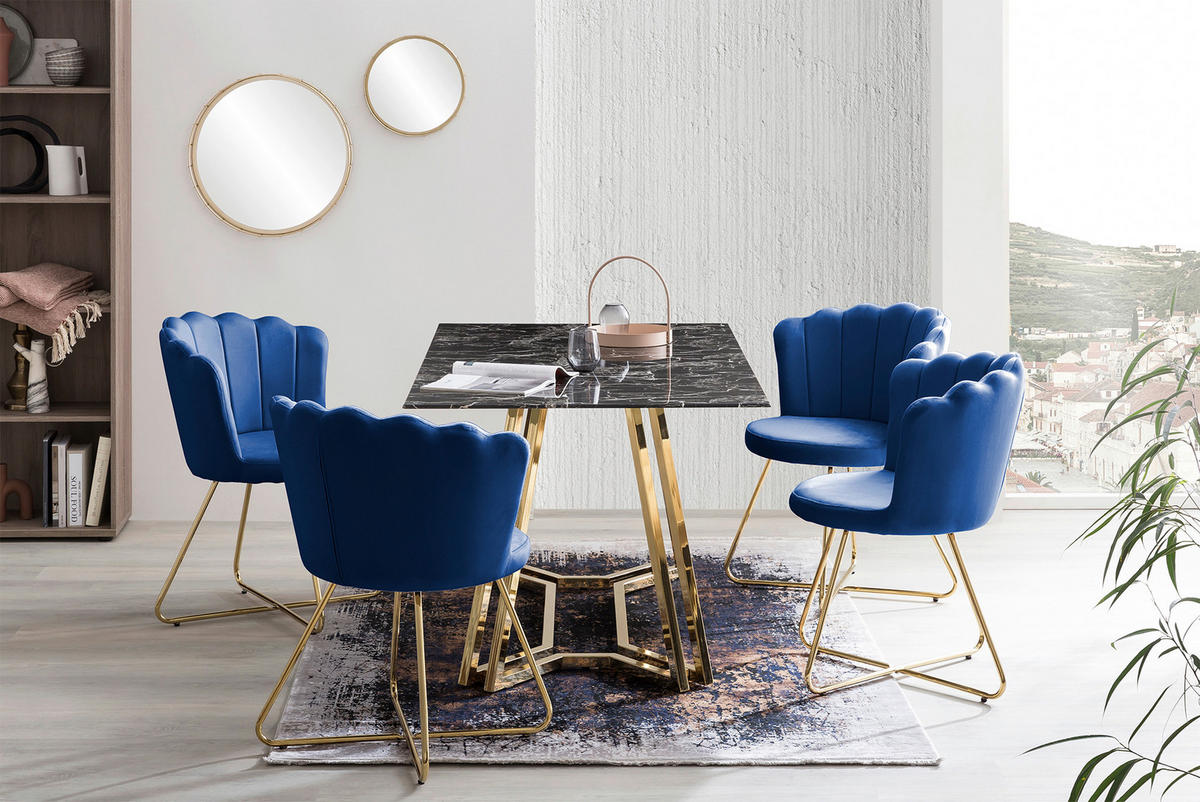 ESSTISCH in Glas 160/90/76 cm  - Goldfarben/Schwarz, MODERN, Glas/Metall (160/90/76cm) - Livetastic