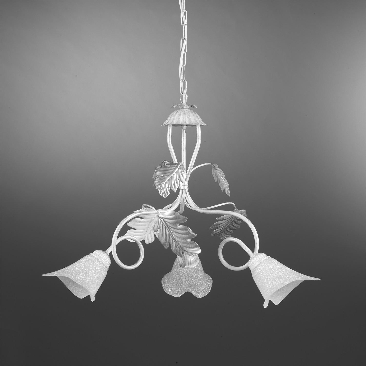 KRONLEUCHTER 60/110 cm   - Silberfarben/Weiß, KONVENTIONELL, Glas/Metall (60/110cm)