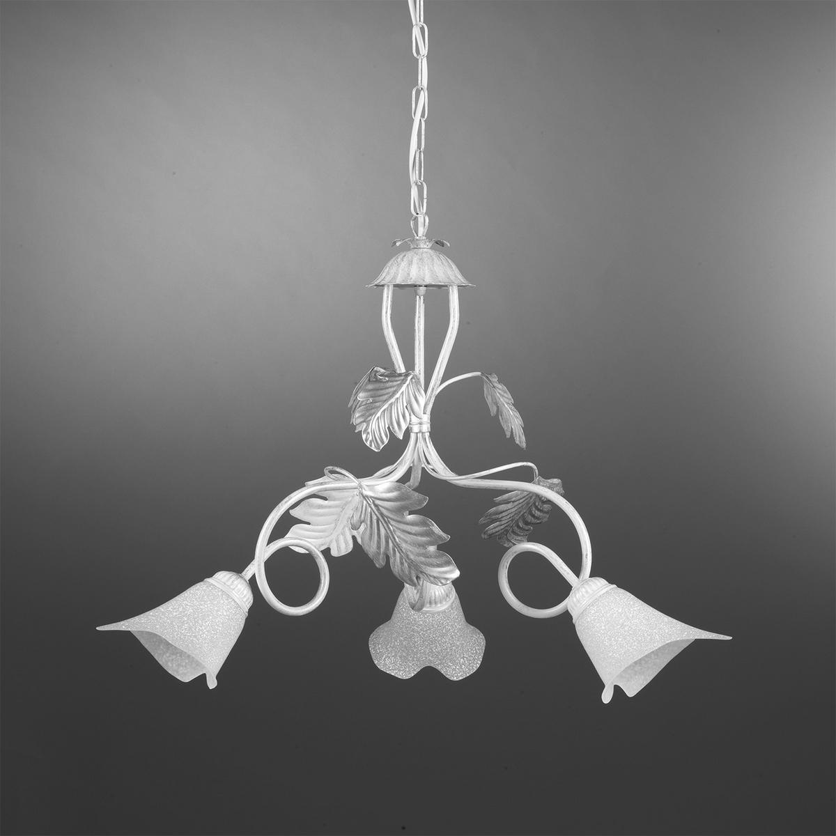 KRONLEUCHTER 60/110 cm   - Silberfarben/Weiß, KONVENTIONELL, Glas/Metall (60/110cm)