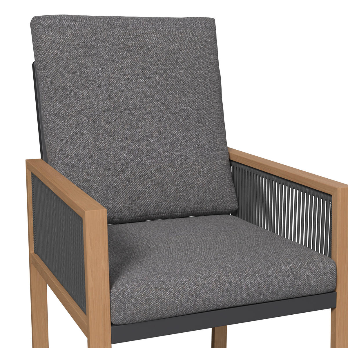 DINING-LOUNGESET 6-teilig  - Anthrazit/Naturfarben, MODERN, Glas/Textil (202.5/74/80cm) - Ambia Garden