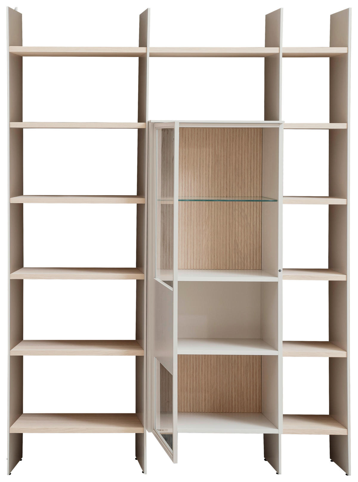 REGAL Eichefarben, Kaschmir  154/220,5/35-45 cm  - Kaschmir/Eichefarben, Design, Glas/Holz (154/220,5/35-45cm) - Schöner Wohnen
