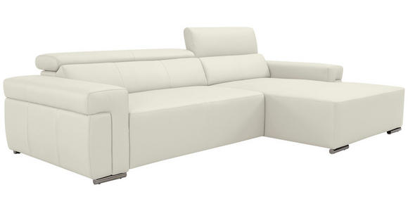 ECKSOFA DUA in Echtleder Weiß  293/170 cm  - Chromfarben/Weiß, Design, Leder/Metall (293/170cm) - Novel