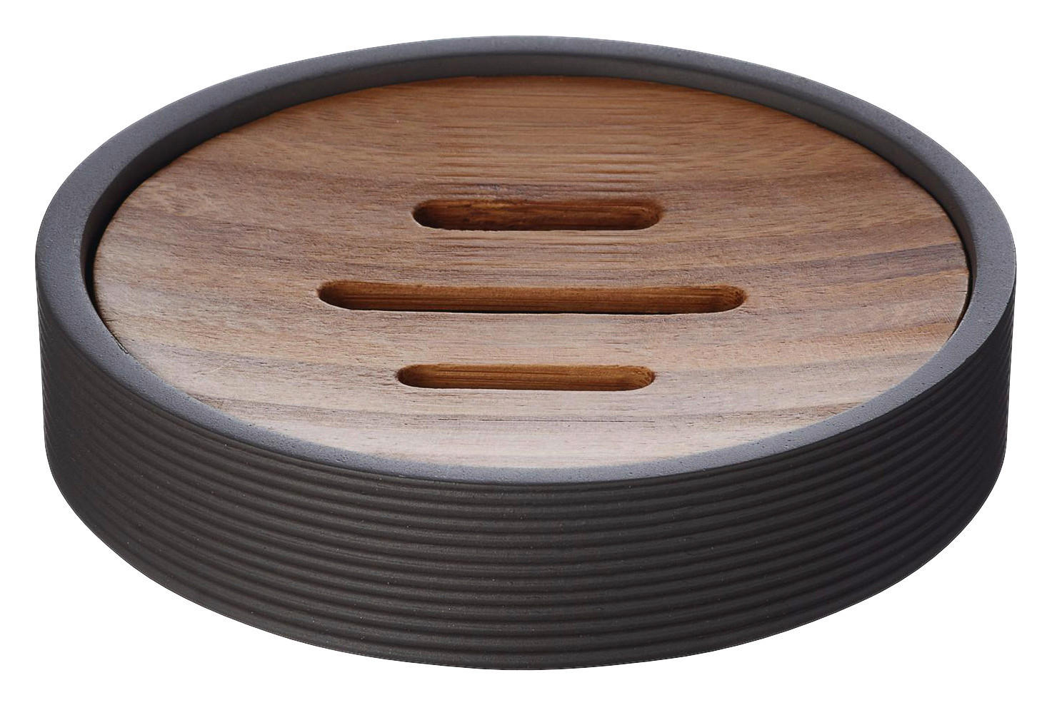 MISKA NA MYDLO antracitová - antracitová, Basics, drevo/plast (11/2,5/11cm) - Sadena