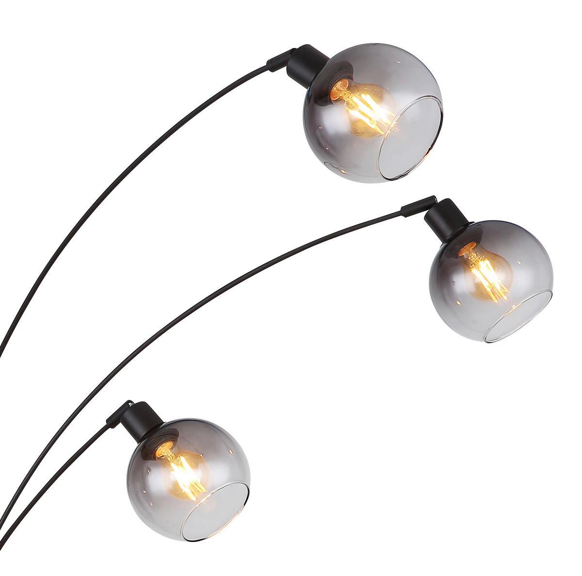 STEHLEUCHTE 98/110/208 cm    - Schwarz, KONVENTIONELL, Glas/Stein (98/110/208cm) - Globo
