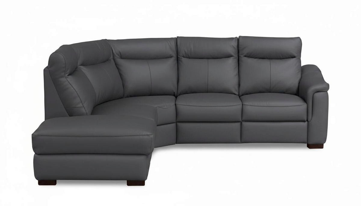 ECKSOFA Lederlook Echtleder Anthrazit  - Wengefarben/Anthrazit, Design, Leder/Holz (229/260cm) - Livetastic