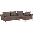 ECKSOFA  in Webstoff Braun  282/182 cm  - Schwarz/Braun, Design, Textil/Metall (282/182cm) - Carryhome