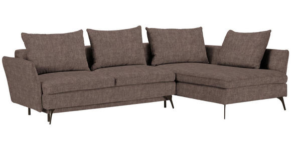 ECKSOFA  in Webstoff Braun  282/182 cm  - Schwarz/Braun, Design, Textil/Metall (282/182cm) - Carryhome