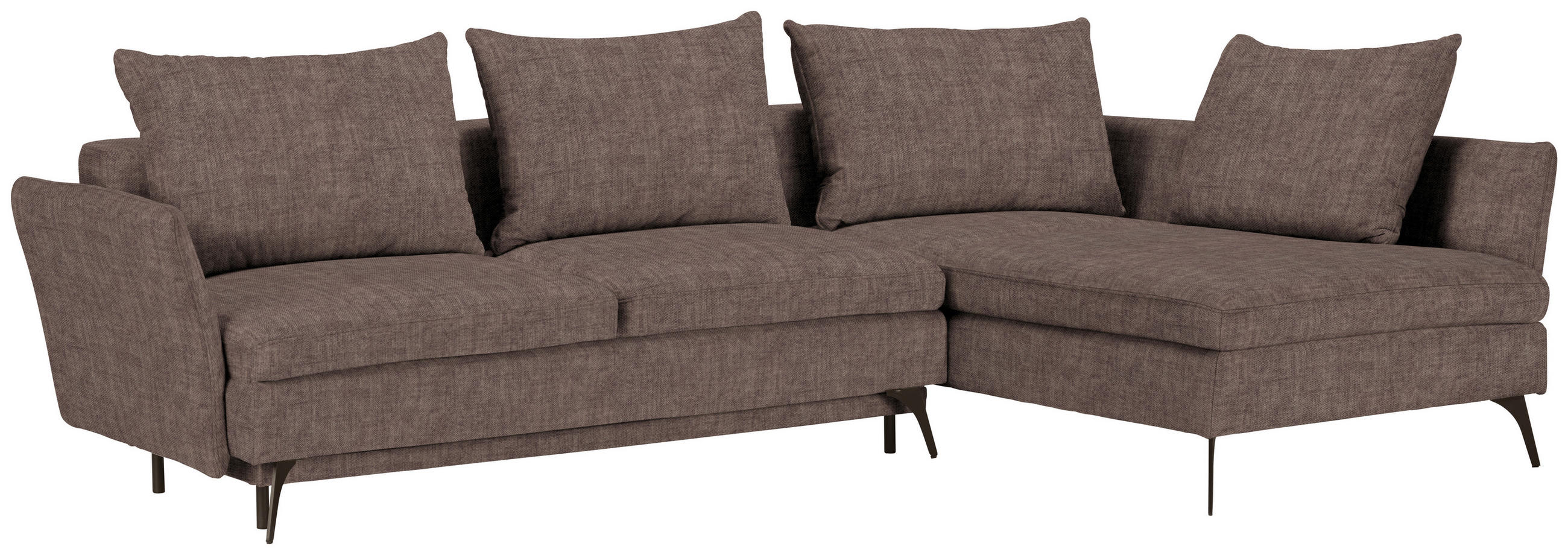 ECKSOFA Braun Webstoff  - Schwarz/Braun, Design, Textil/Metall (282/182cm)