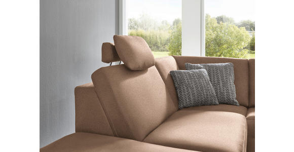 ECKSOFA in Mikrofaser Sandfarben  - Sandfarben/Alufarben, Design, Textil/Metall (242/275cm) - Dieter Knoll