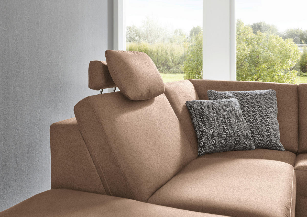 ECKSOFA in Mikrofaser Sandfarben  - Sandfarben/Alufarben, Design, Textil/Metall (242/275cm) - Dieter Knoll