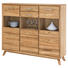 HIGHBOARD Wildeiche furniert, massiv geölt Eichefarben - Chromfarben/Eichefarben, Natur, Glas/Holz (158/140/40cm) - Carryhome