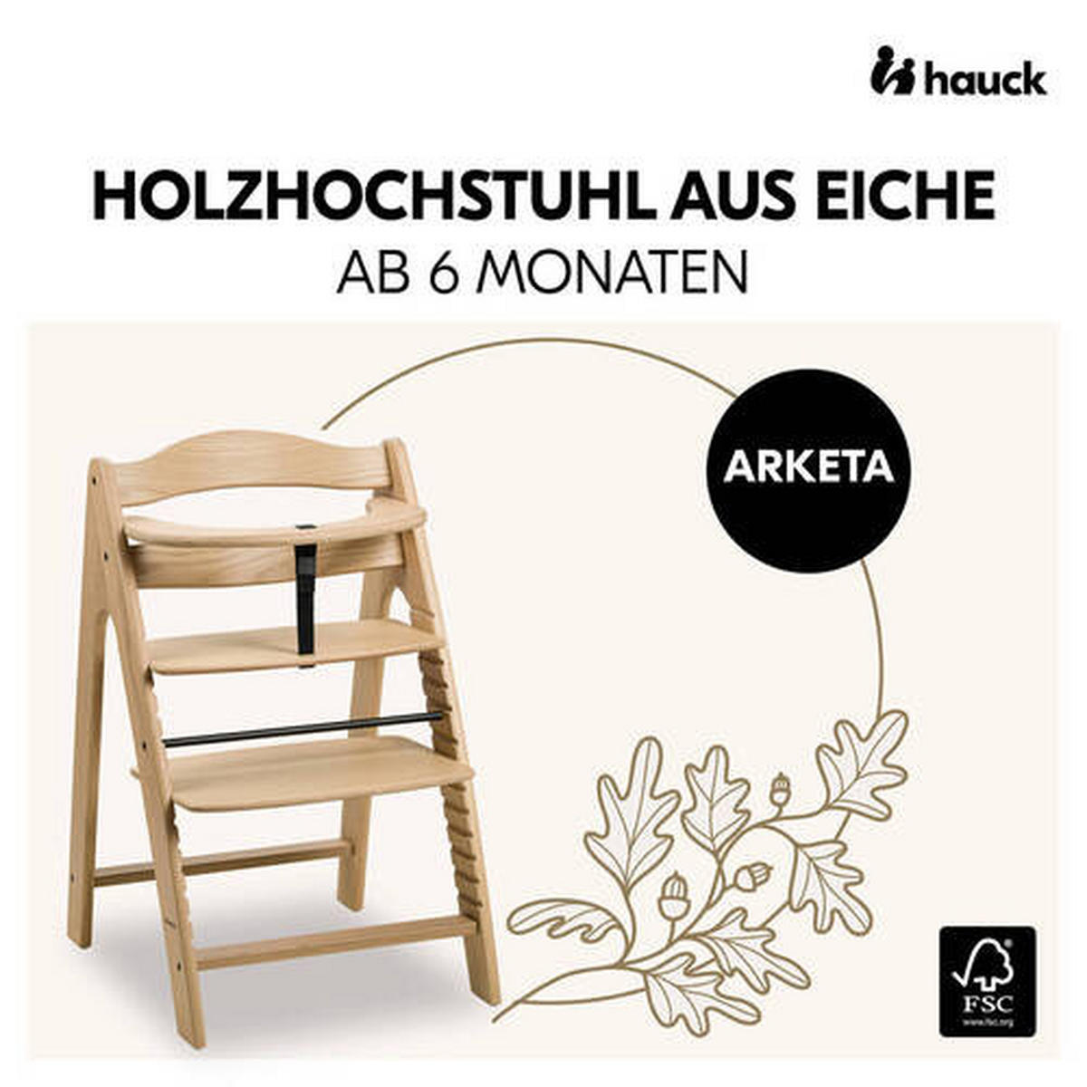 HOCHSTUHL ARKETA Eichefarben OAK  - Eichefarben, Basics, Holz (48/79/54cm) - Hauck