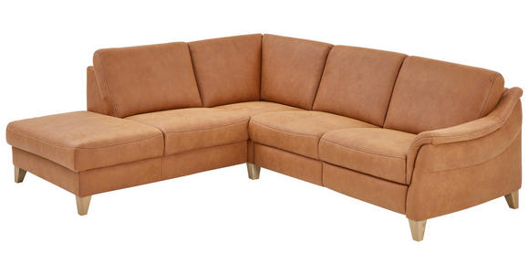 ECKSOFA in Flachgewebe Braun  - Wildeiche/Braun, Natur, Holz/Textil (226/255cm) - Voleo