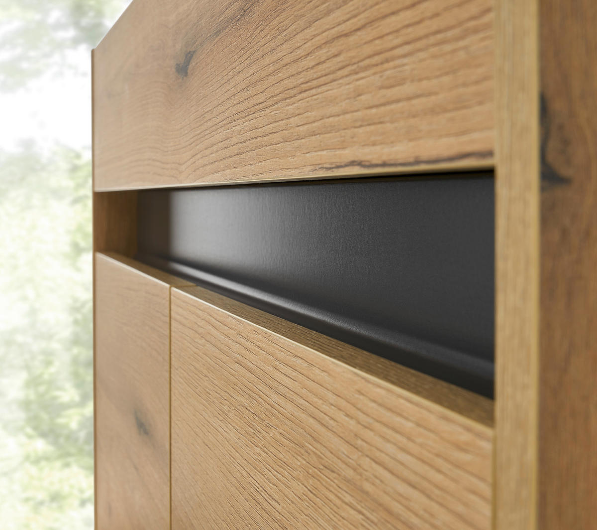 SCHUHSCHRANK Anthrazit, Eichefarben  - Eichefarben/Anthrazit, Design, Holzwerkstoff/Kunststoff (80/70/40cm) - Modante