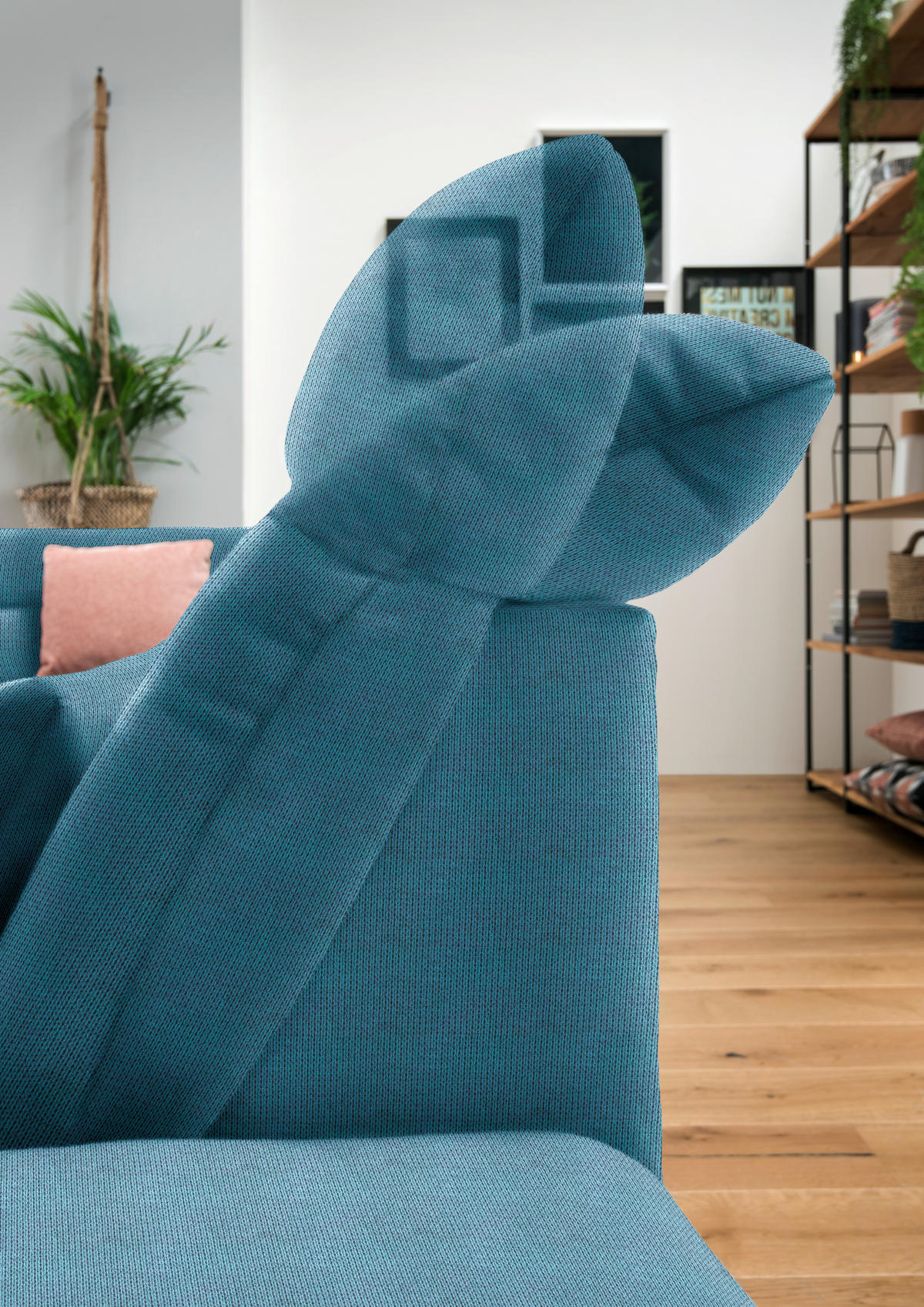 WOHNLANDSCHAFT in Mikrofaser Blau  - Chromfarben/Blau, Design, Kunststoff/Textil (211/350/204cm) - Xora