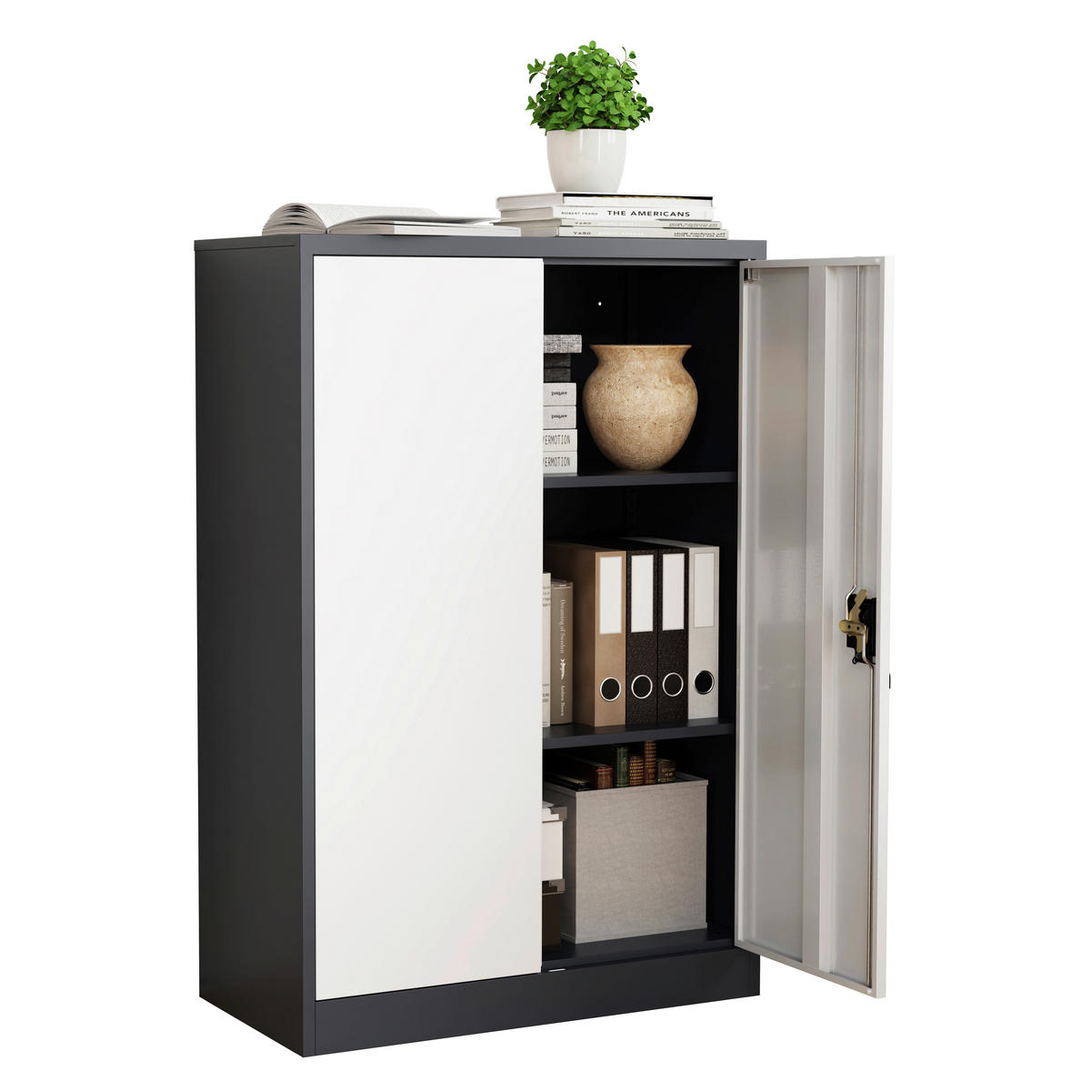 AKTENSCHRANK Anthrazit, Weiß  - Anthrazit/Weiß, KONVENTIONELL, Metall (80/120/40cm) - MID.YOU