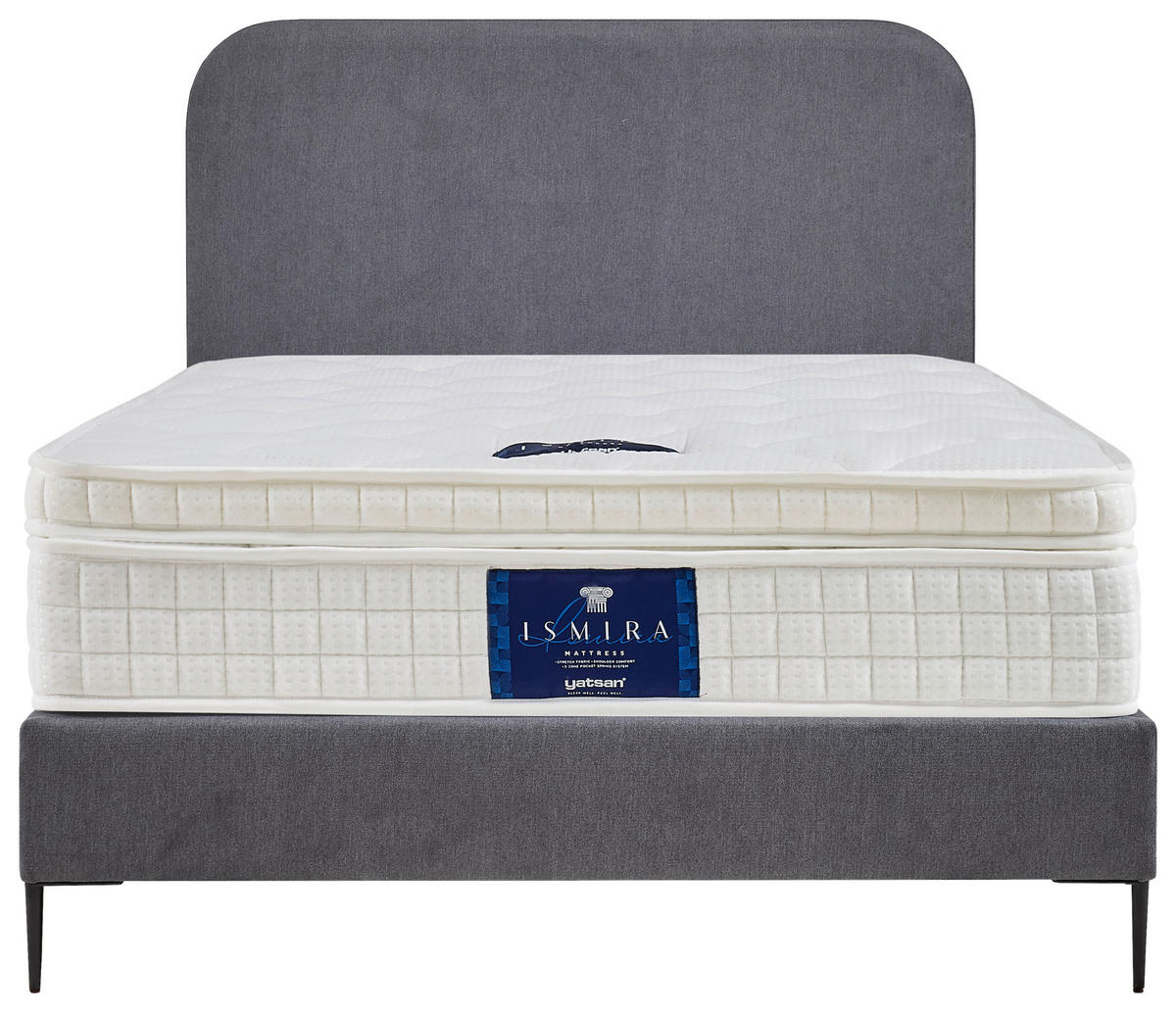 BOXSPRINGOVÁ POSTEĽ, 120/200 cm, sivá - čierna/sivá, Modern, kov/kompozitné drevo (120/200cm) - MID.YOU