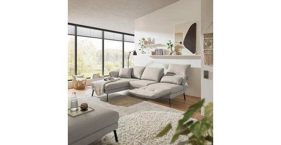 ECKSOFA  in Flachgewebe Naturfarben Armteilverstellung, Relaxfunktion, Drehsitzfunktion  175-224/255-365 cm  - Schwarz/Naturfarben, Design, Textil/Metall (175-224/255-365cm) - Dieter Knoll