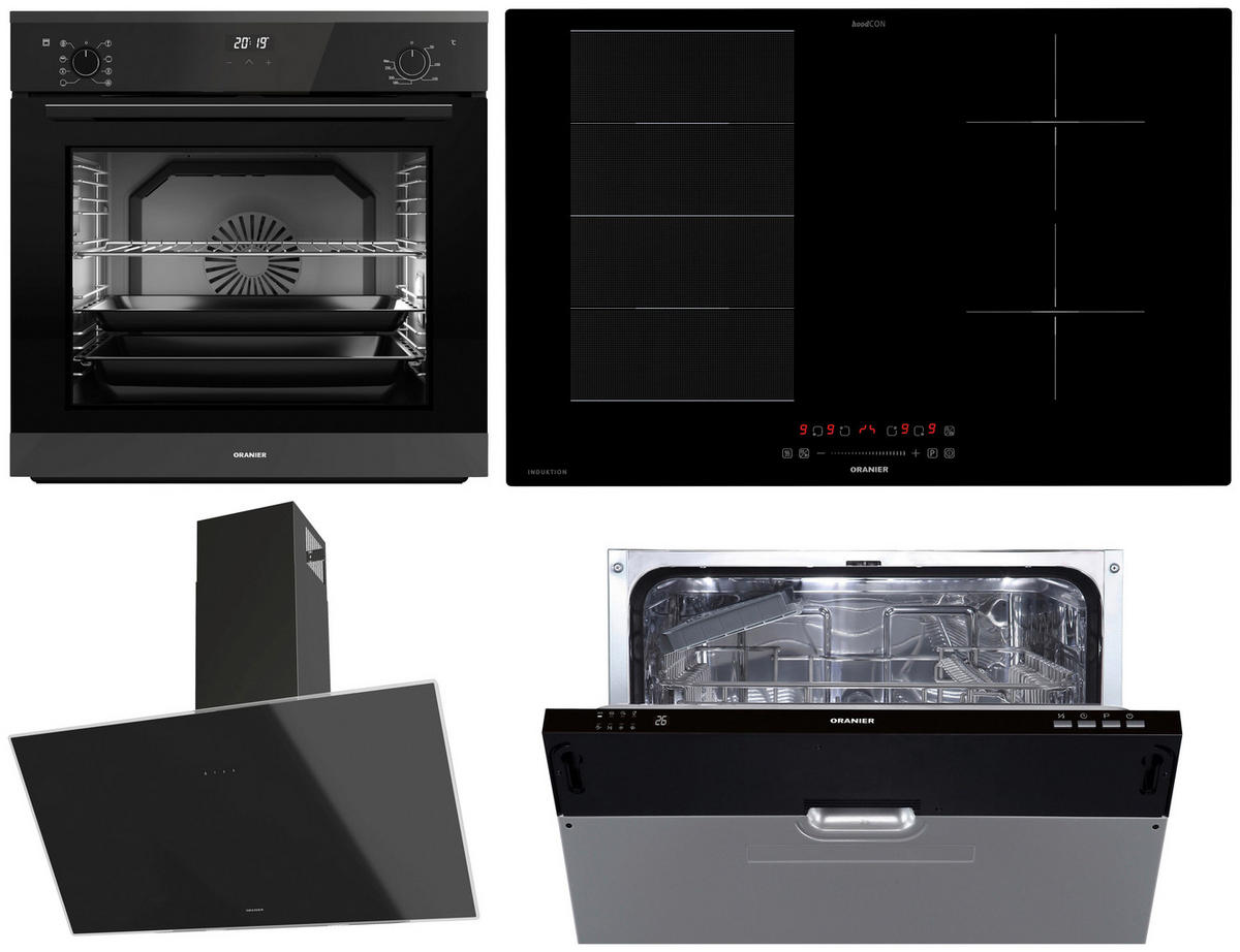 ELEKTROGERÄTESET AIP858  - Schwarz, Basics, Glas/Metall - Oranier