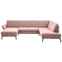 WOHNLANDSCHAFT  in Velours Rosa  - Schwarz/Rosa, Design, Textil/Metall (179/335/220cm) - Beldomo System