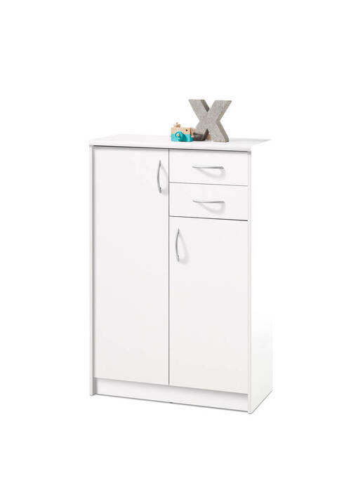 KOMODA 74/112/35 cm bijela - bijela/srebrne boje, Basics, drvni materijal/plastika (74/112/35cm) - Carryhome