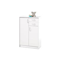 KOMODA   74/112/35 cm   bijela  - bijela/srebrne boje, Basics, drvni materijal/plastika (74/112/35cm) - Carryhome