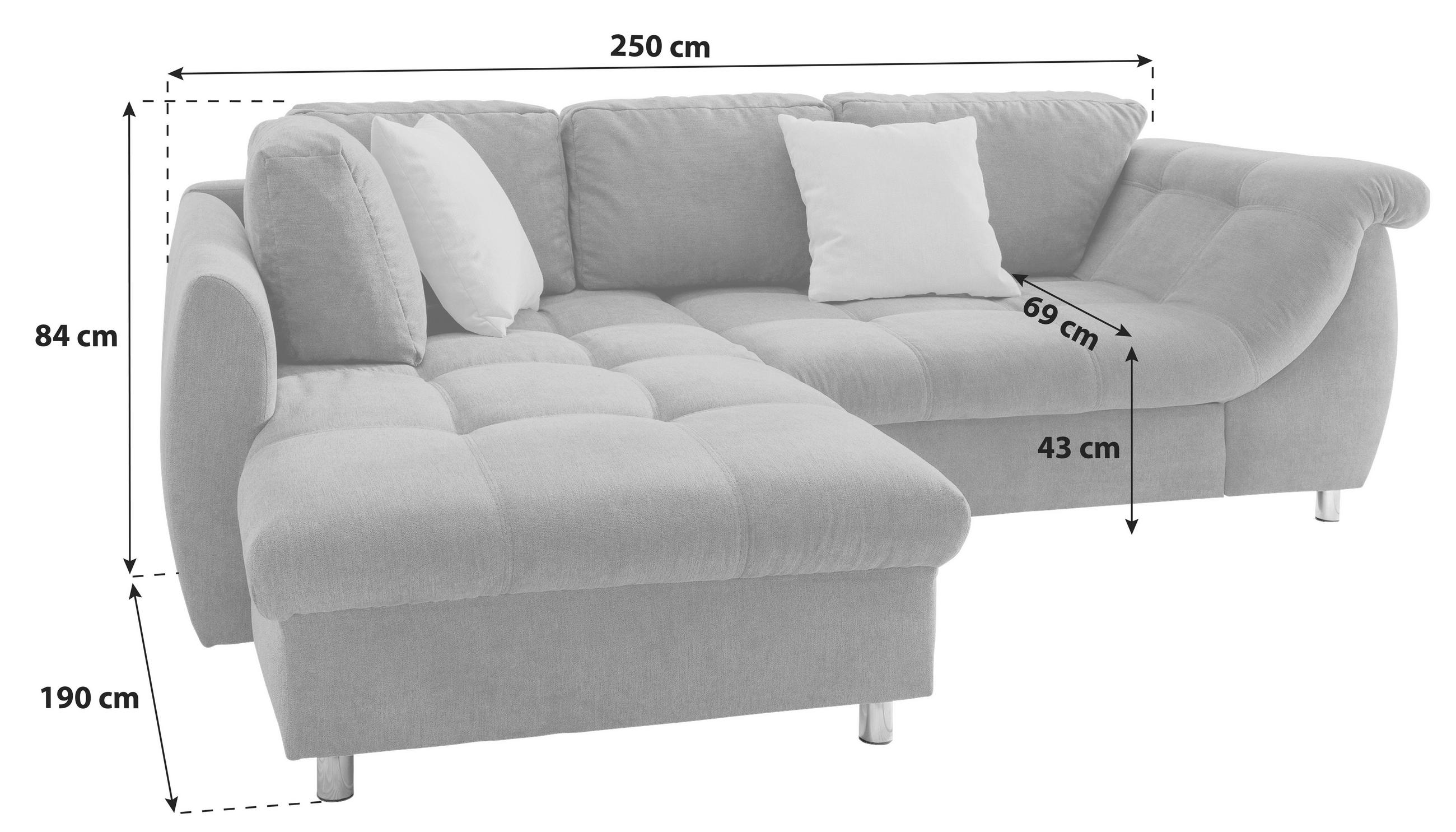 Thumbnail - Livetastic Ecksofa, Anthrazit, Blau, Textil, Uni, 3-Sitzer, Füllung: Schaumstoff, Ottomane links, L-Form, 250x190 cm, Ma...