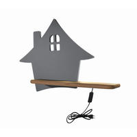 VÄGGLAMPA FÖR BARN House 35/12/26 cm   - grå, Klassisk, metall/trämaterial (35/12/26cm)