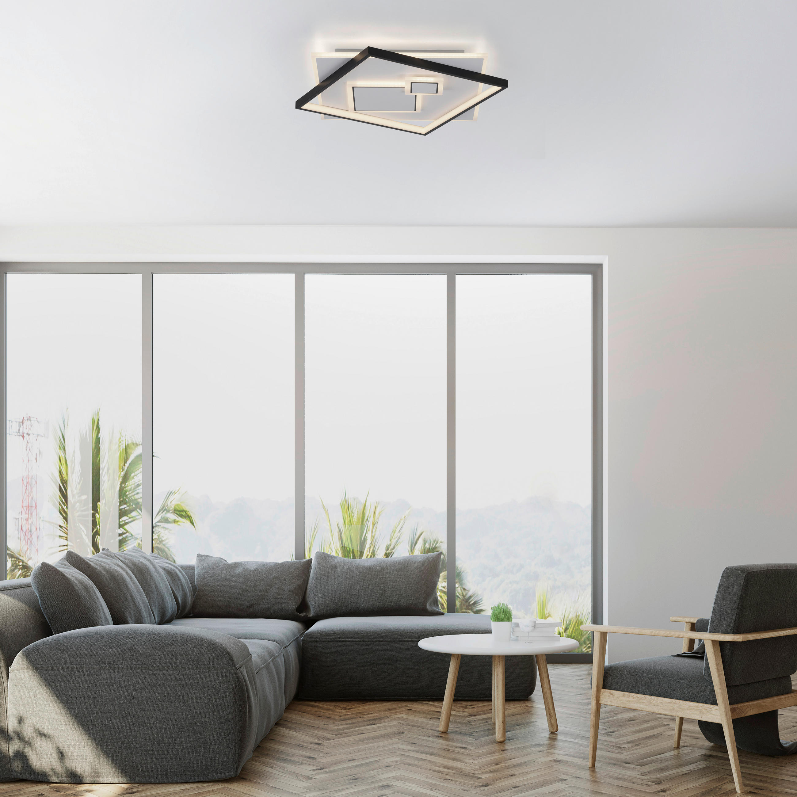STROPNÍ LED SVÍTIDLO, 57/57/6 cm - Design, kov/plast (57/57/6cm)