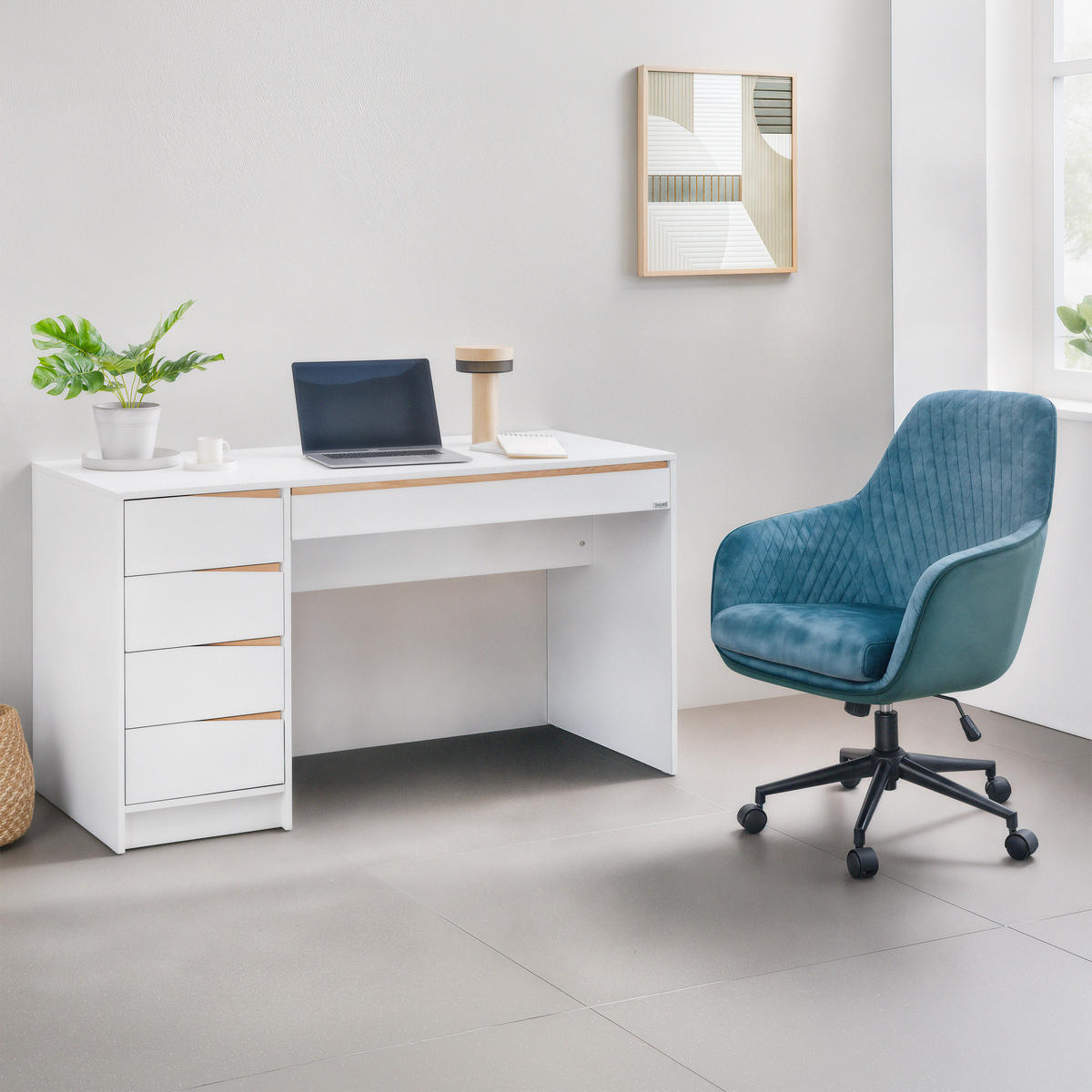 SCHREIBTISCH 140/60/76 cm Weiß, Eichefarben  - Eichefarben/Weiß, MODERN, Holzwerkstoff (140/60/76cm) - Venda