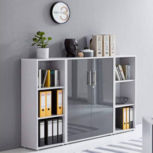 AKTENSCHRANK Grau, Anthrazit Hochglanz  - Anthrazit Hochglanz/Grau, MODERN, Holzwerkstoff (173/114/33cm) - MID.YOU