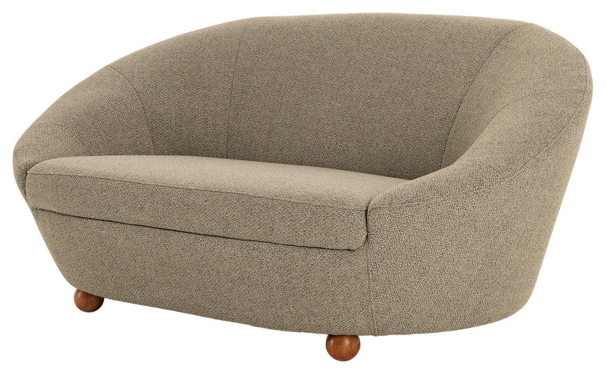 2-SITZER-SOFA Webstoff Braun, Grau, Beige  - Eichefarben/Beige, Design, Holz/Textil (178/82/114cm) - LOOKS by W.Joop