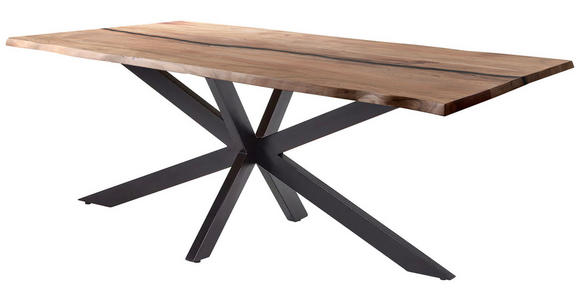 ESSTISCH in Holz, Metall, Naturmaterialien 200/100/76 cm - Schwarz/Braun, LIFESTYLE, Naturmaterialien/Holz (200/100/76cm) - Landscape