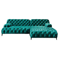 ECKSOFA in Velours Smaragdgrün  297/196 cm  - Smaragdgrün/Schwarz, Trend, Textil/Metall (297/196cm) - Bretz