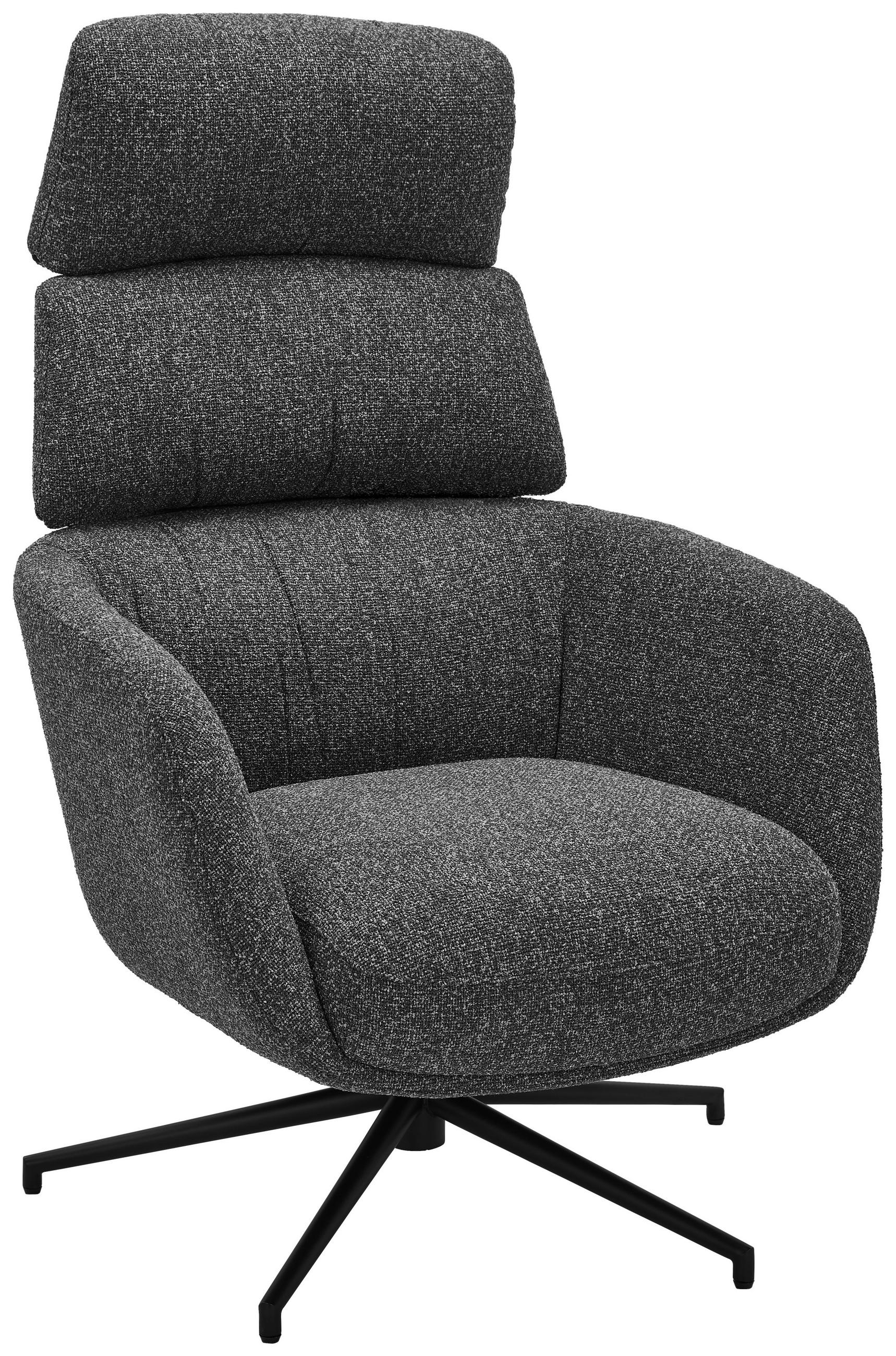 RELAXSESSELSET Webstoff Hocker, Kopfteilverstellung    - Schwarz/Grau, Design, Textil/Metall (73/110/87cm) - Dieter Knoll
