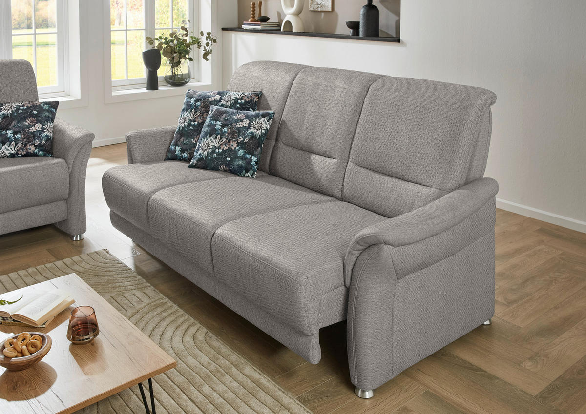 SITZGARNITUR Flachgewebe Graubraun  - Graubraun/Alufarben, Konventionell, Textil/Metall (198/172/96/93cm) - Beldomo Premium