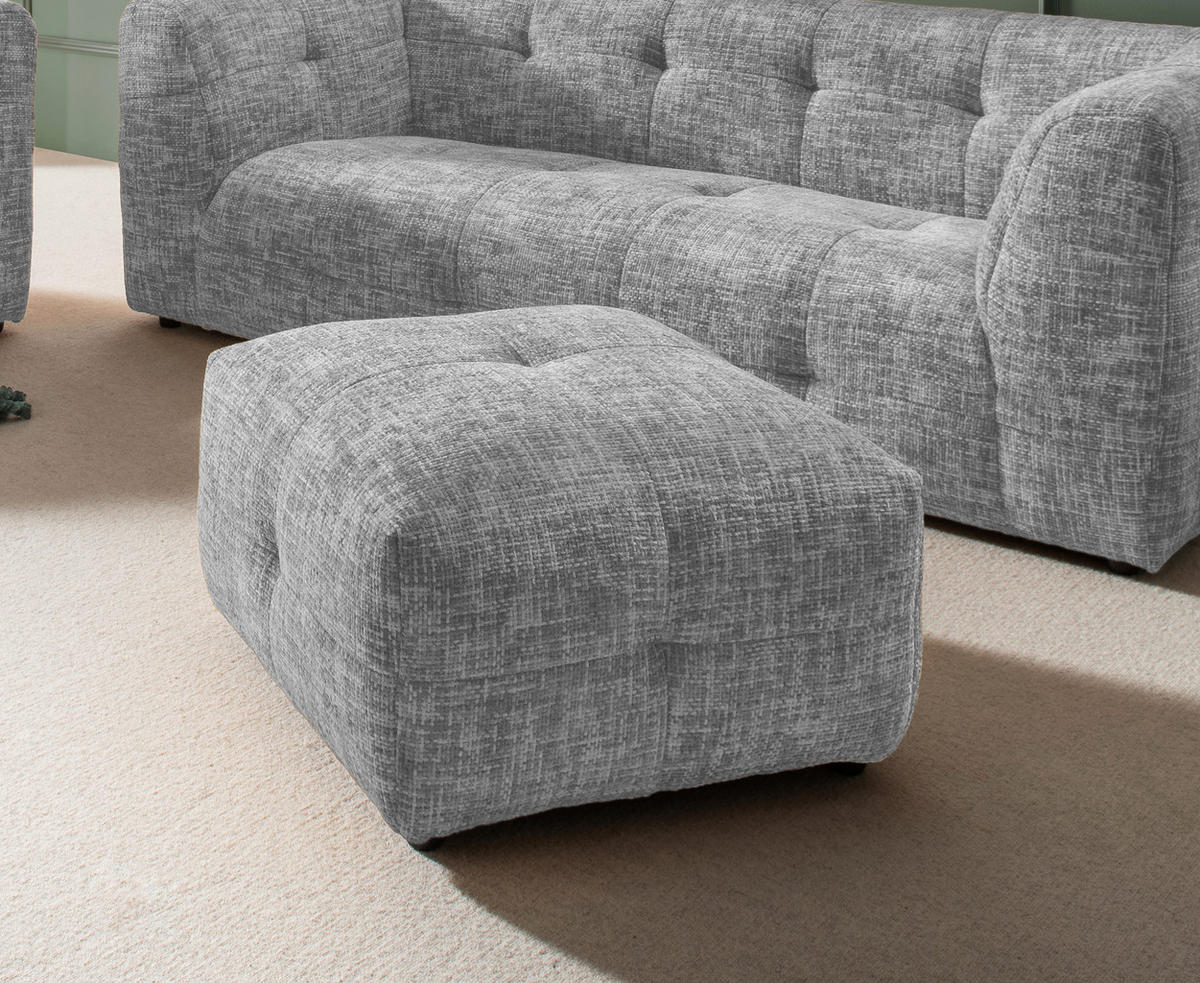 HOCKERTextil Silberfarben  - Silberfarben/Schwarz, Design, Kunststoff/Textil (72/44/72cm) - Livetastic