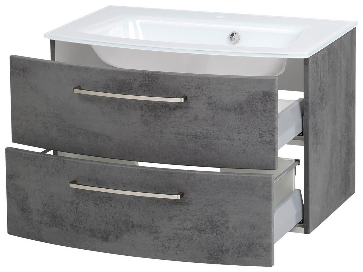 SKŘÍŇKA S UMYVADLEM, 80 cm - bílá/tmavě šedá, Konvenční, kov/kompozitní dřevo (80cm) - Held