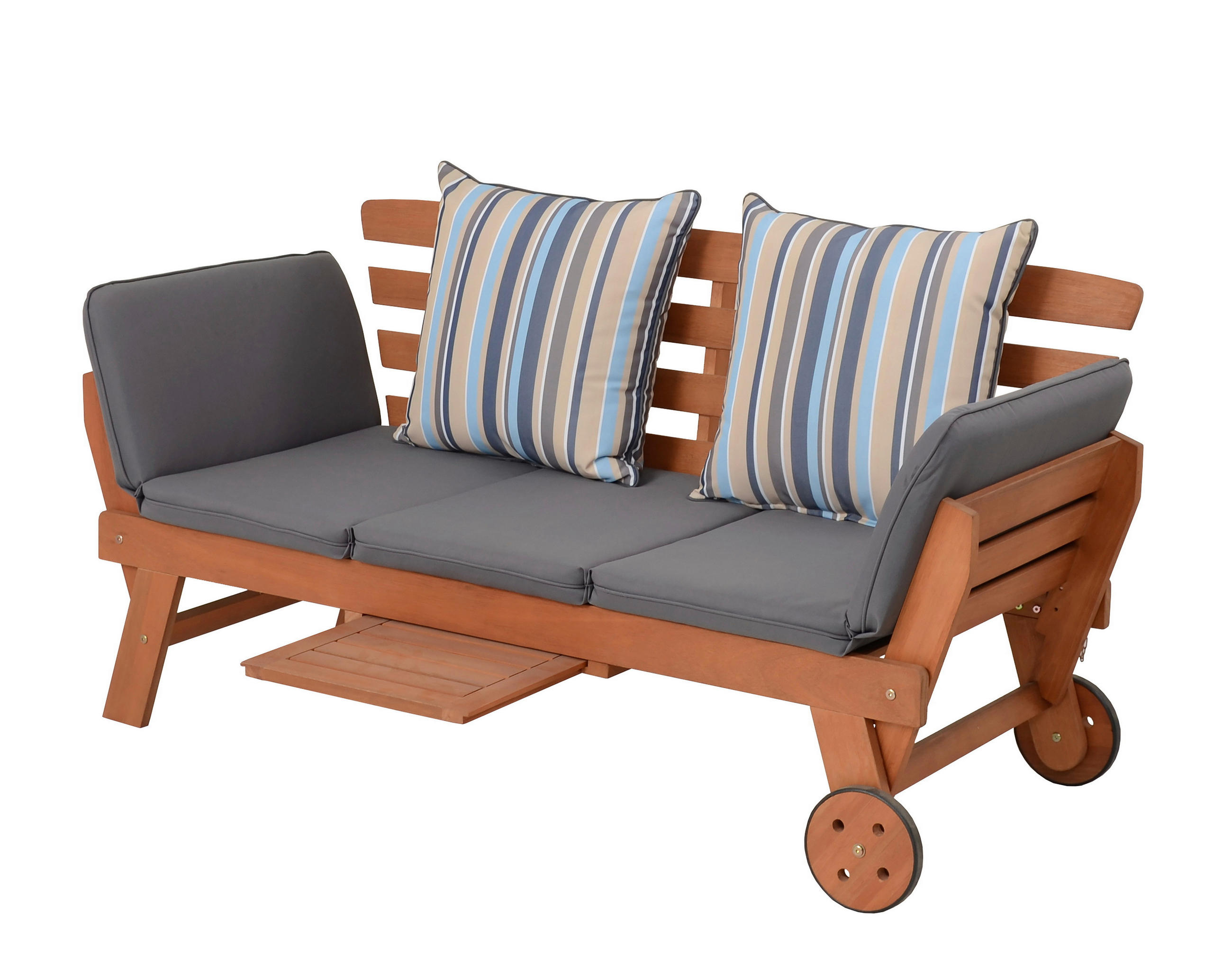 GARTENBANK 190/77,5/68 cm Eukalyptusholz   - Braun/Grau, Basics, Holz/Textil (190/77,5/68cm) - Gardenson
