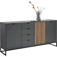 SIDEBOARD  177,1/85,4/40 cm 4 Schublade(n)  - Schwarz/Graphitfarben, MODERN, Holzwerkstoff/Metall (177,1/85,4/40cm) - Voleo