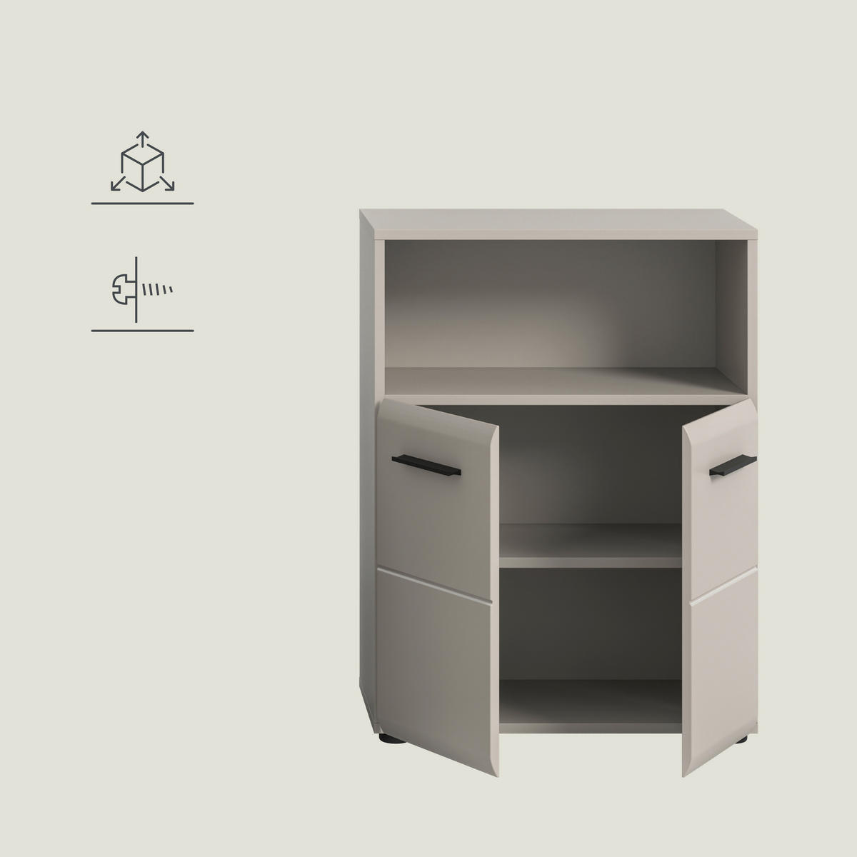 MIDISKÅP  - svart/kashmir, Trend, trämaterial/plast (60/80/30cm) - MID.YOU