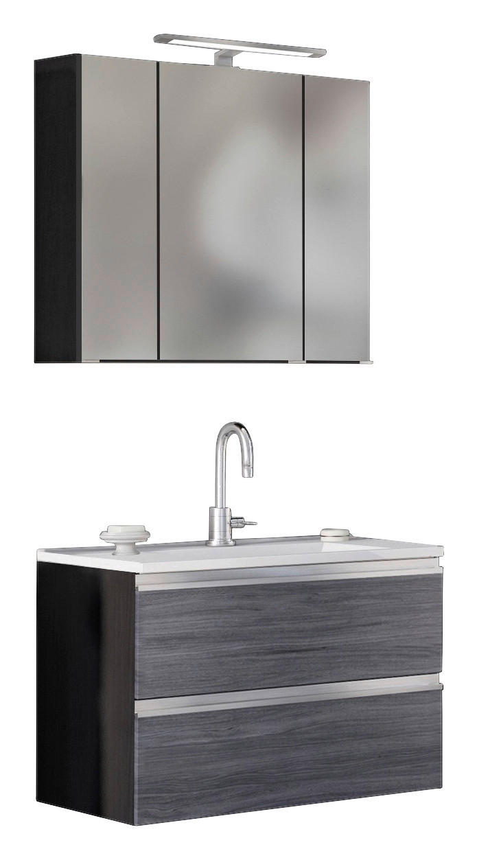 BADEZIMMER  in 80 cm  - Weiss/Eichefarben, Basics, Holzwerkstoff/Stein (80cm) - Held