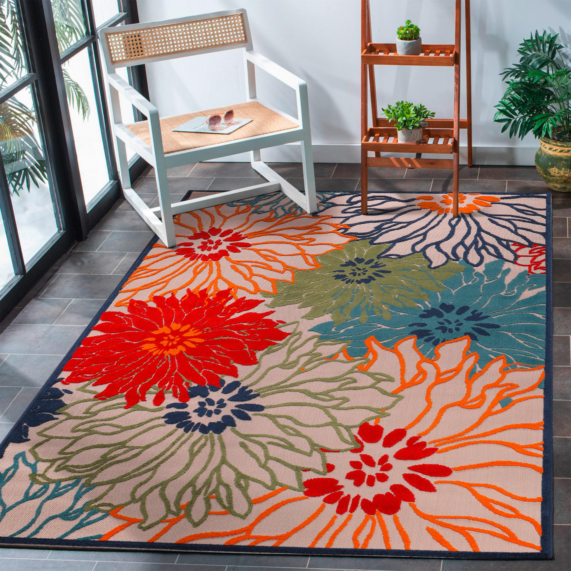 PREPROGA ZA ZUNANJO UPORABO  Floral     120/170 cm    tkano  rdeča  - rdeča, Trendi, umetna masa/tekstil (120/170cm)