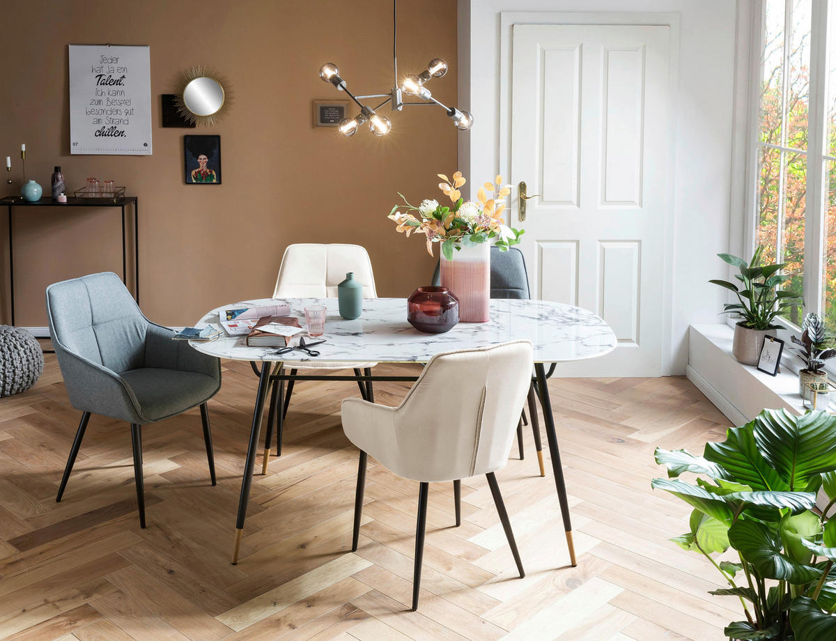 ESSTISCH in Metall, Glas 160/90/77 cm  - Schwarz/Weiß, Design, Glas/Metall (160/90/77cm) - Livetastic