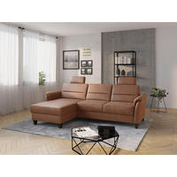 ECKSOFA PALMERA V Cognac Mikrofaser  - Wengefarben/Cognac, KONVENTIONELL, Holz/Textil (163/244cm) - Sit & More